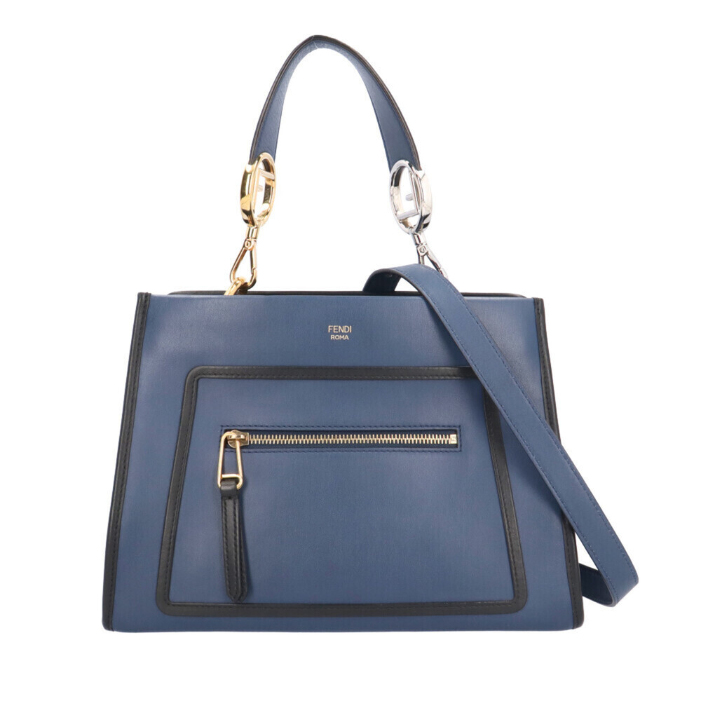 FENDI Blue Leather Shoulder Bag